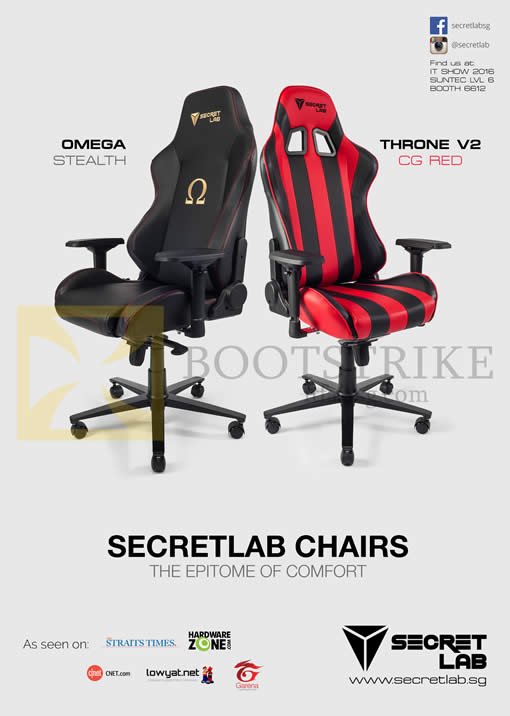 IT SHOW 2016 price list image brochure of Secretlab Chairs Omega Stealth, Throne V2 CG Red