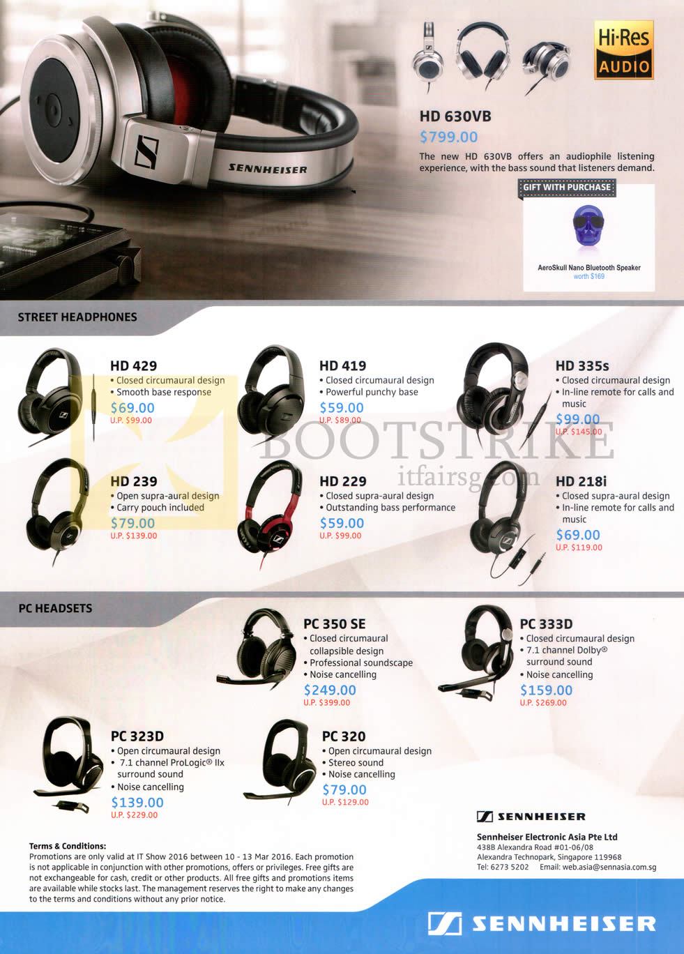 IT SHOW 2016 price list image brochure of Sennheiser Headphones, Headsets, HD429, 419, 335s, 239, 229, 218i, PC323D, 350SE, 320, 333D