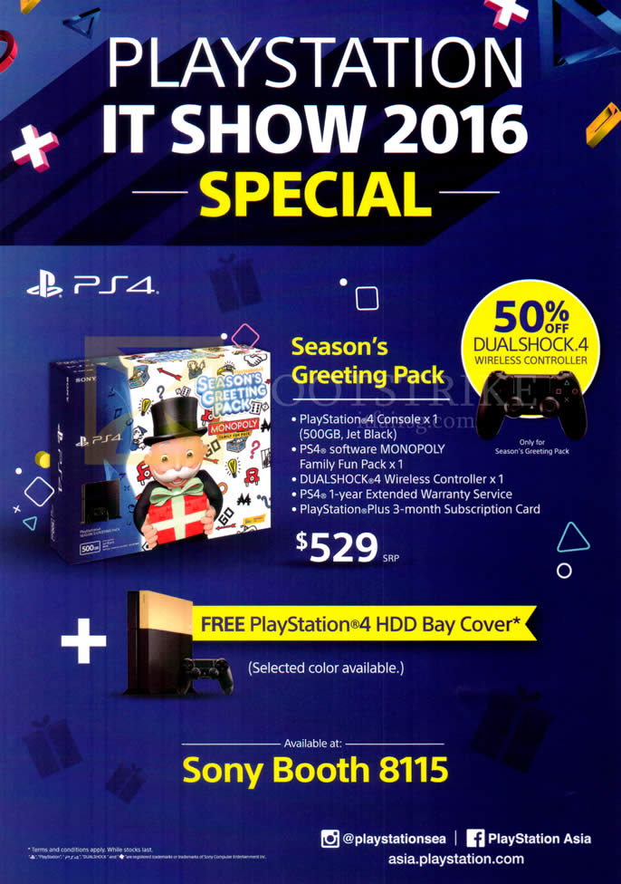 IT SHOW 2016 price list image brochure of Sony Playstation PS4 Console Seasons Greeting Pack Bundle