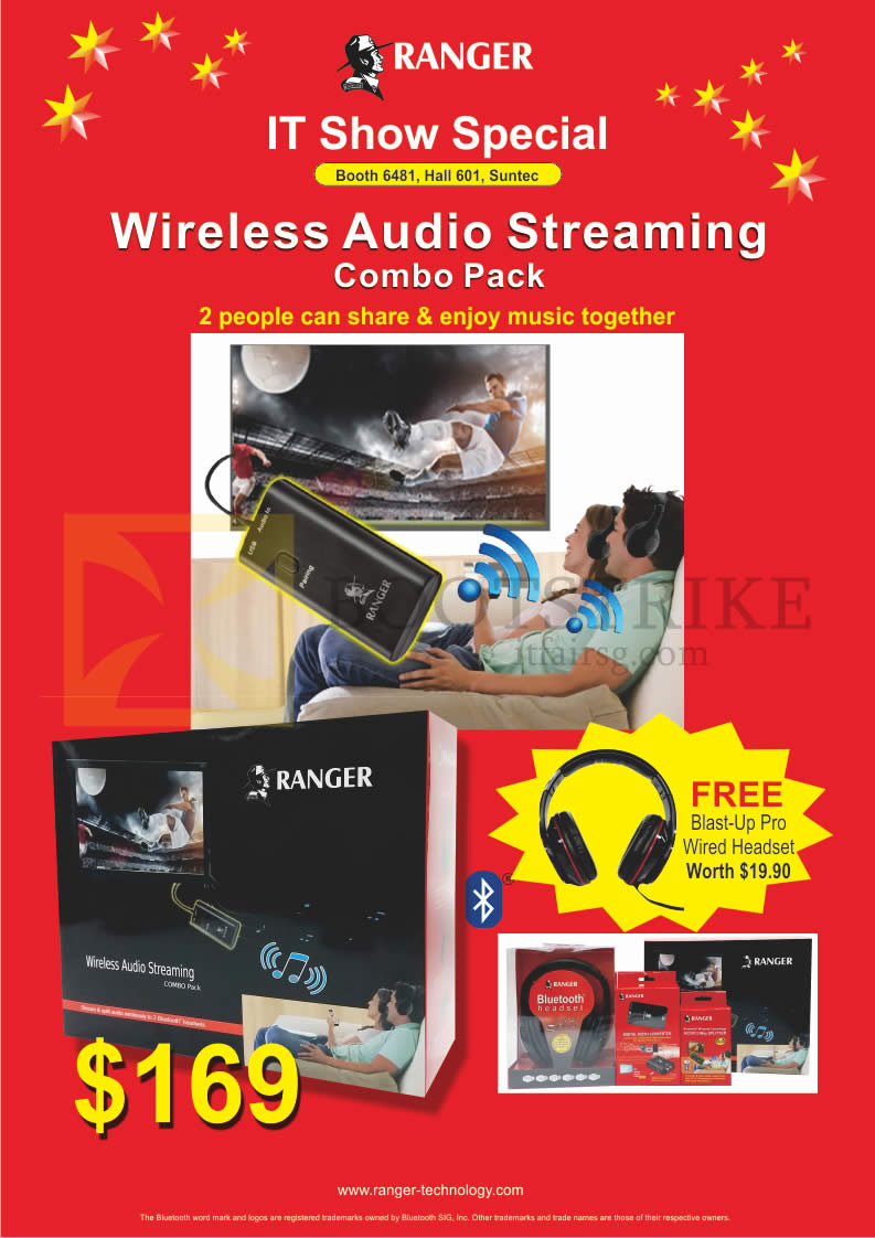 IT SHOW 2016 price list image brochure of System Tech Ranger Wireless Audio Streaming Combo Pack, Free Blast-Up Pro Wired Headset