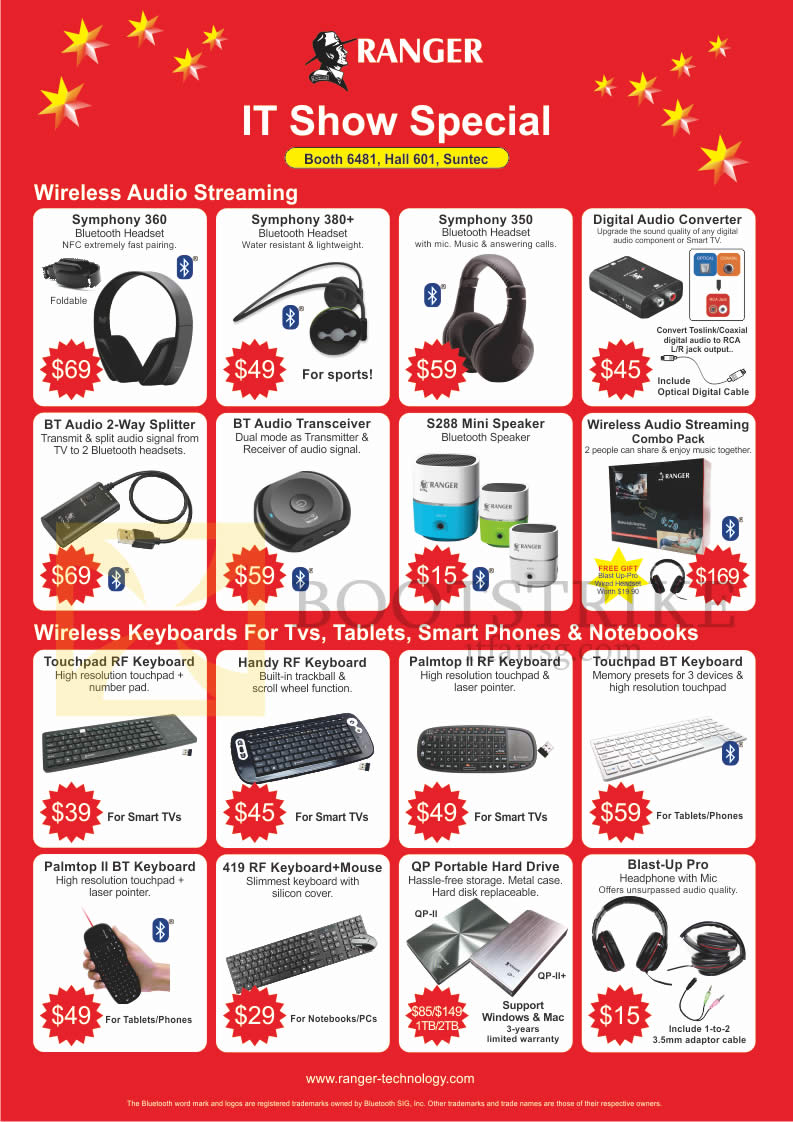 IT SHOW 2016 price list image brochure of System Tech Ranger Wireless Audio Streaming Symphony Headset, Keyboards, Touchpad, Handy, Palmtop, QP 1TB 2TB, Blast-Up Pro