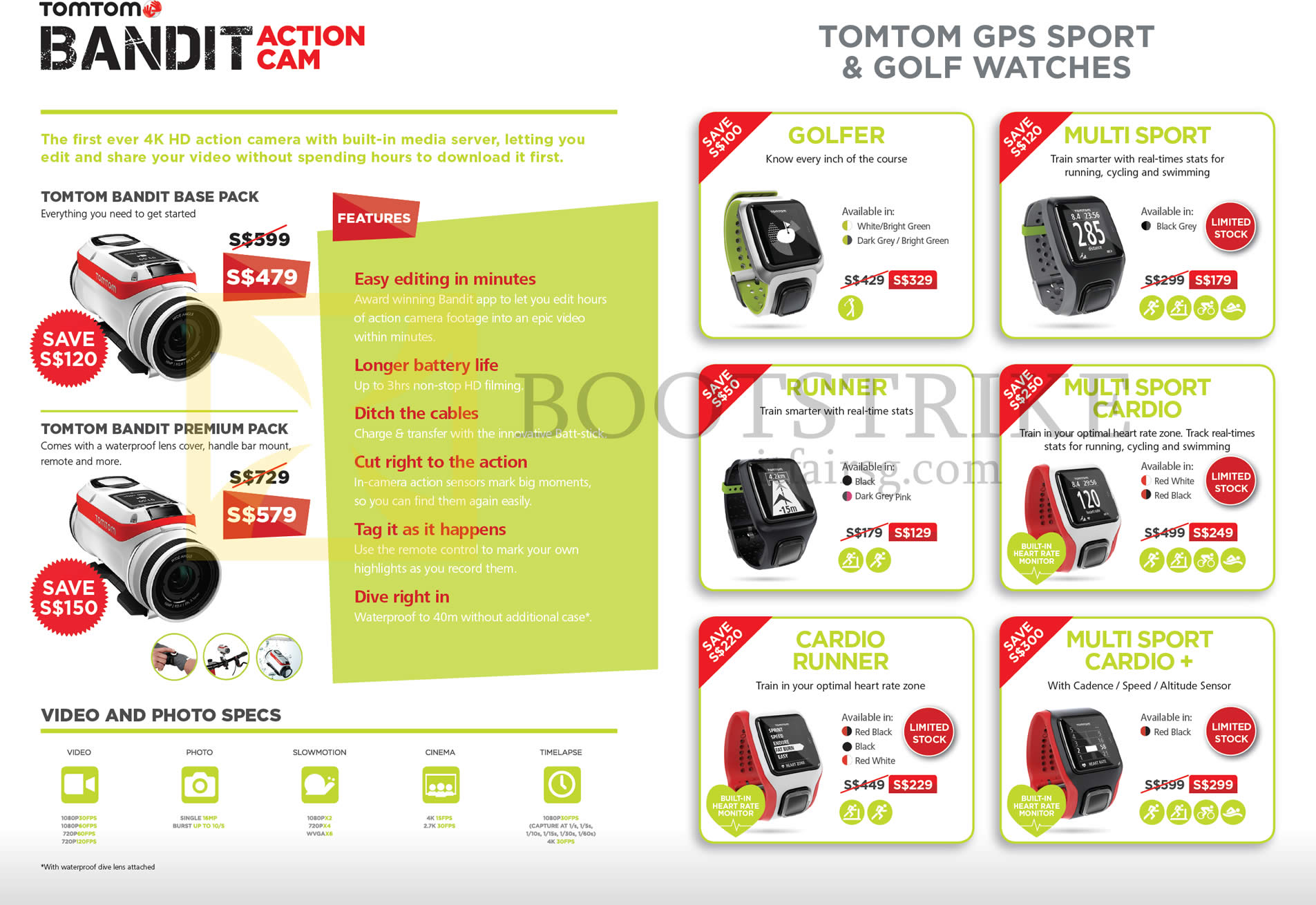 IT SHOW 2016 price list image brochure of TomTom Bandit Action Cam, GPS Sport Golf Watches, Golfer, Multi Sport, Runner, Multi Sport Cardio, Cardio Runner, Multi Sport Cardio