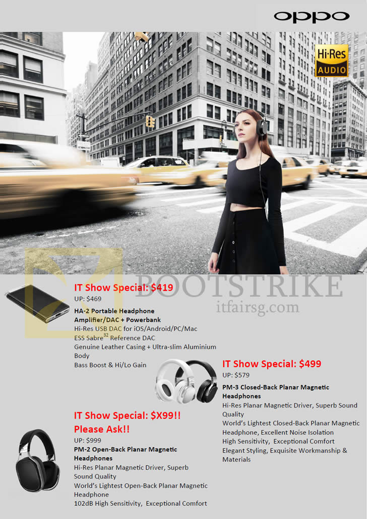 IT SHOW 2016 price list image brochure of Treoo Oppo Headphones, Powerbank HA-2, PM-3, PM-2