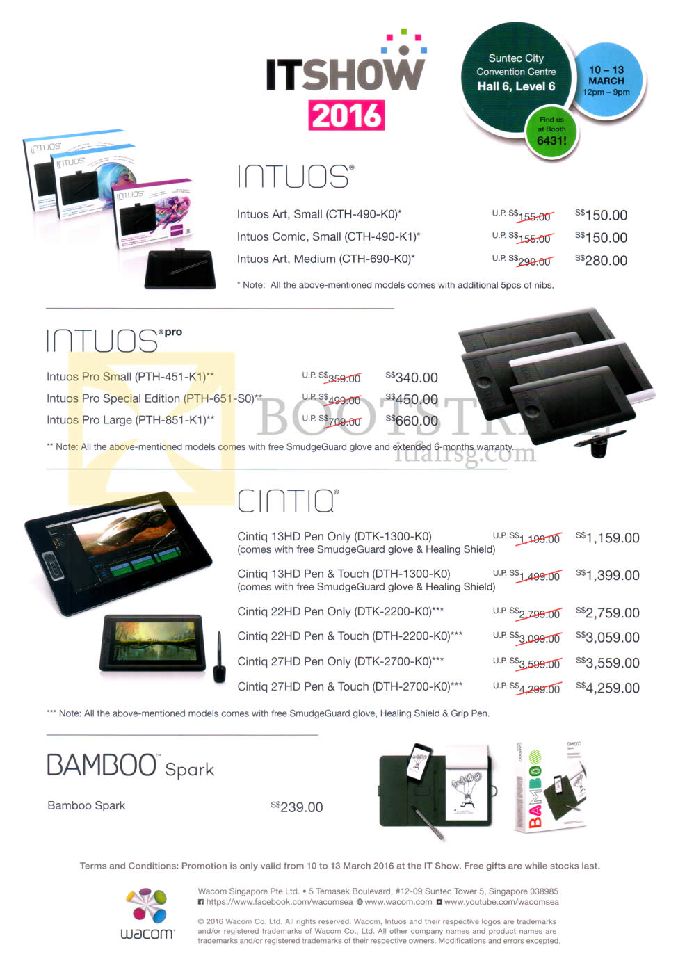 IT SHOW 2016 price list image brochure of Wacom Graphic Pen Tablets Intuos, Pro, Cintiq, Bamboo Spark