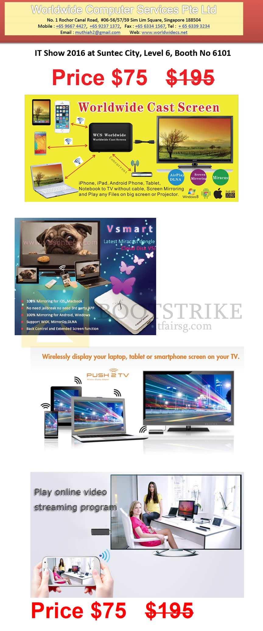 IT SHOW 2016 price list image brochure of Worldwide Computer Services Cast Screen Vsmart Dongle