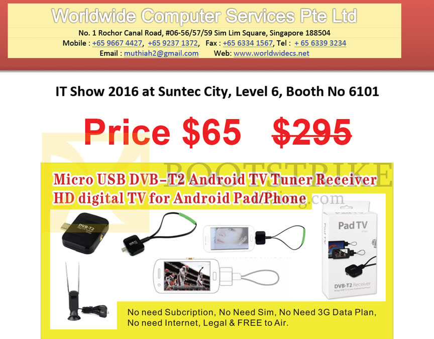 IT SHOW 2016 price list image brochure of Worldwide Computer Services Micro USB DVB-T2 Android TV Runer Receiver