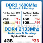 Crucial DDR3, DDR4, 2GB, 4GB, 8GB