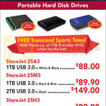 Transcend Portable HDD StoreJet 25A3, 25M3, 25H3, 1TB, 2TB