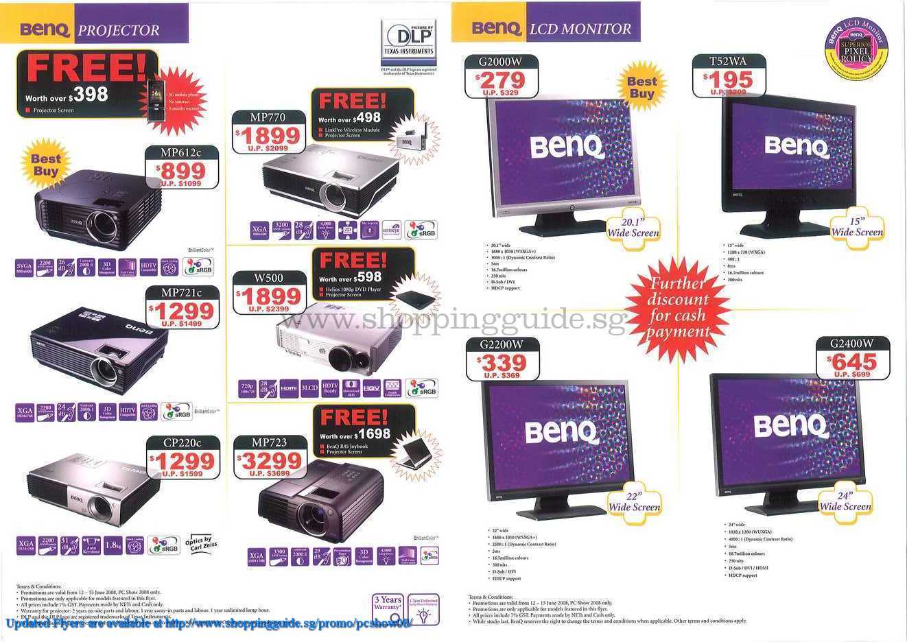 PC Show 2008 price list image brochure of Benq Projectors Lcd Monitors ShoppingGuide.SG-PcShow08-080