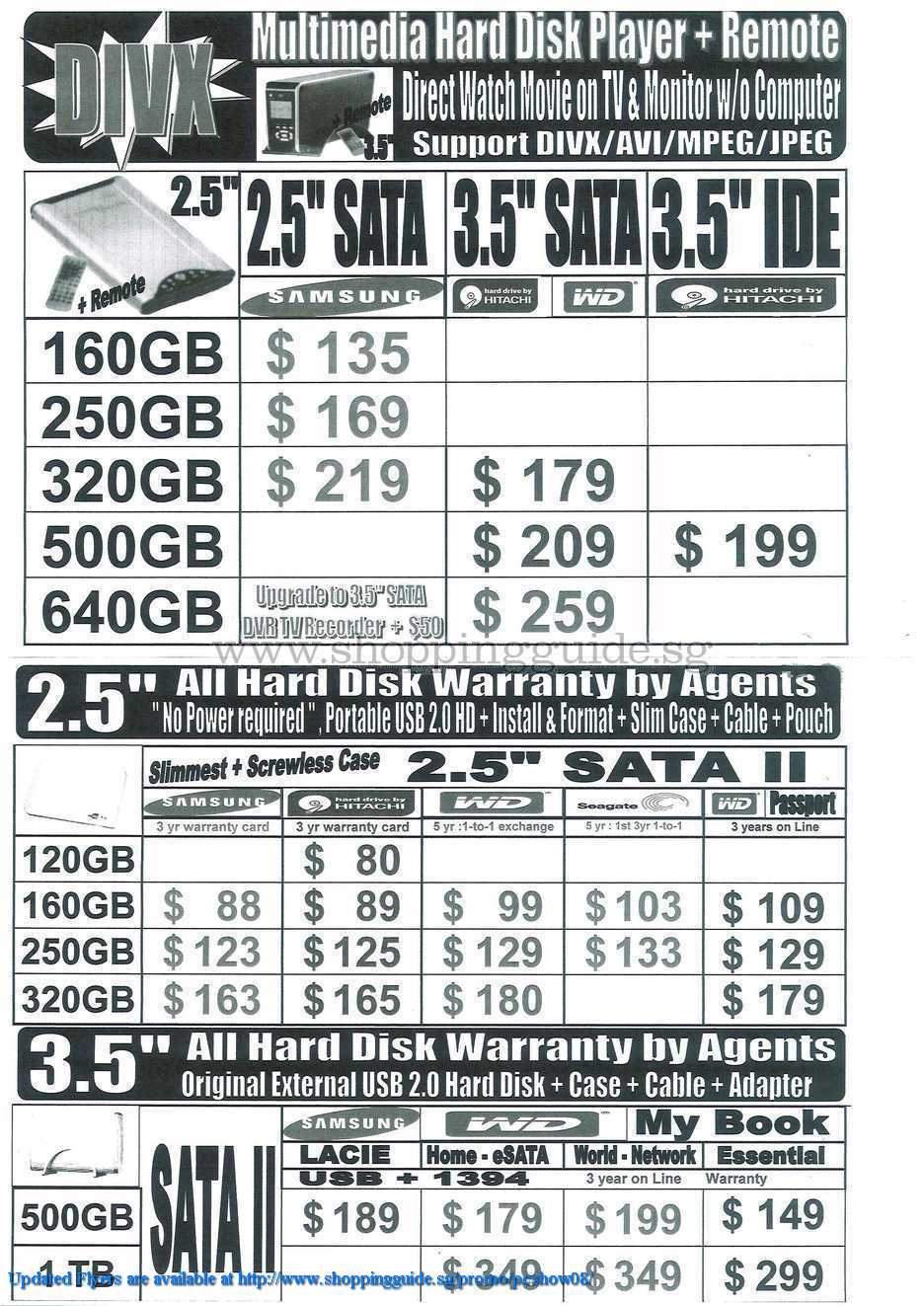 PC Show 2008 price list image brochure of Multi Media Harddisk Bizgram ShoppingGuide.SG-PcShow08-061