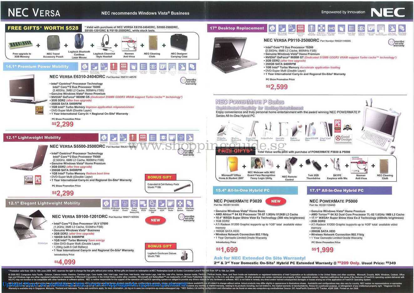 PC Show 2008 price list image brochure of Nec Notebooks ShoppingGuide.SG-PcShow08-077