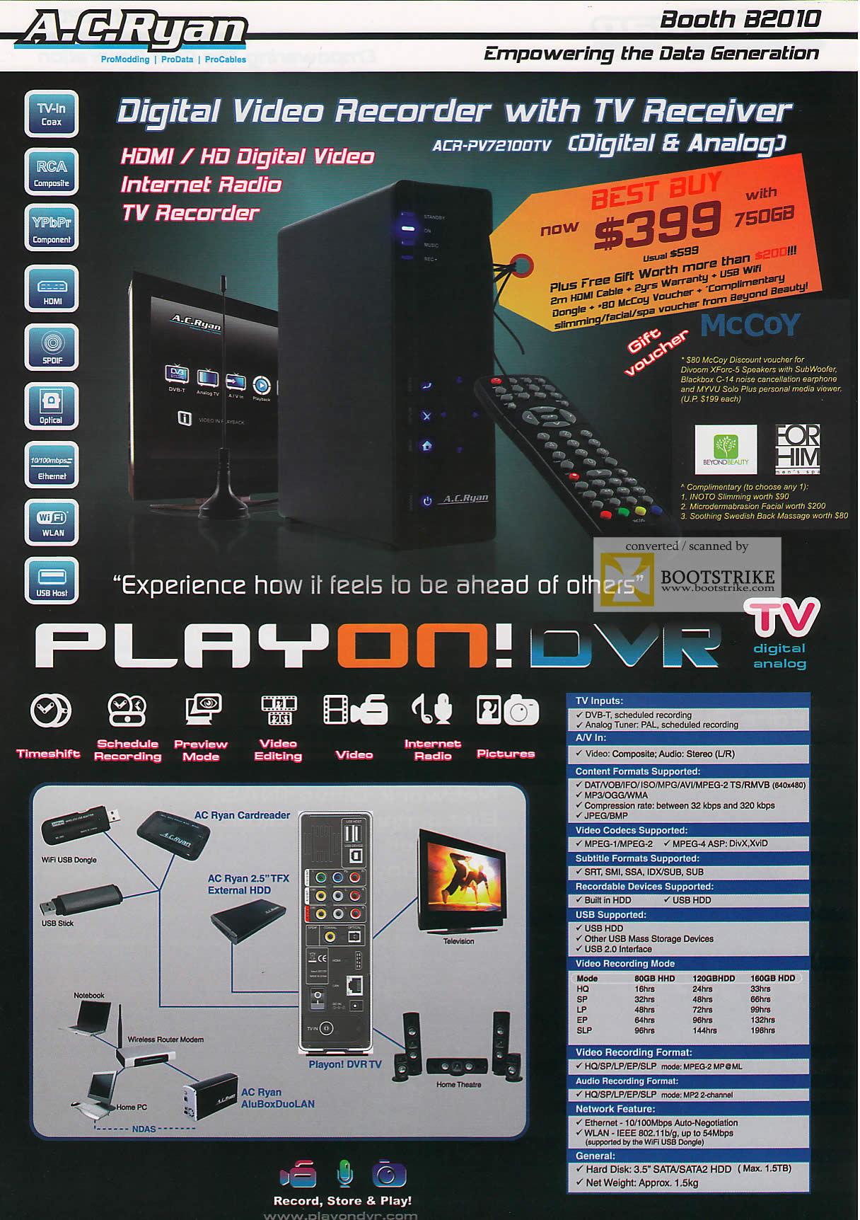 PC Show 2009 price list image brochure of AC Ryan Digital Video Recorder With TV Receiver PlayOn DVR TV