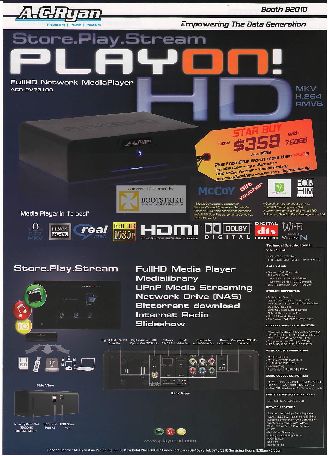 PC Show 2009 price list image brochure of AC Ryan PlayOn HD Network Media Player Bittorrent