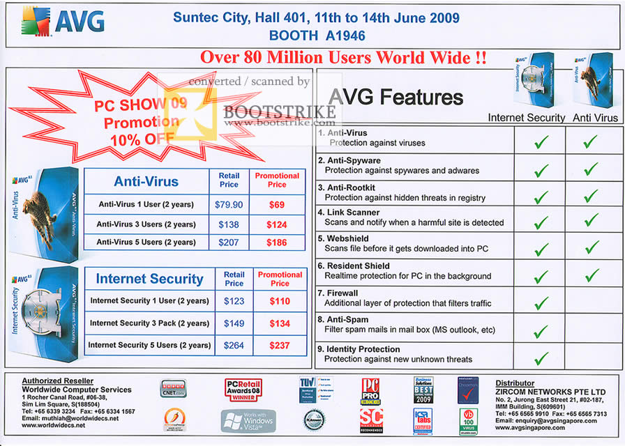 PC Show 2009 price list image brochure of AVG Anti Virus Internet Security