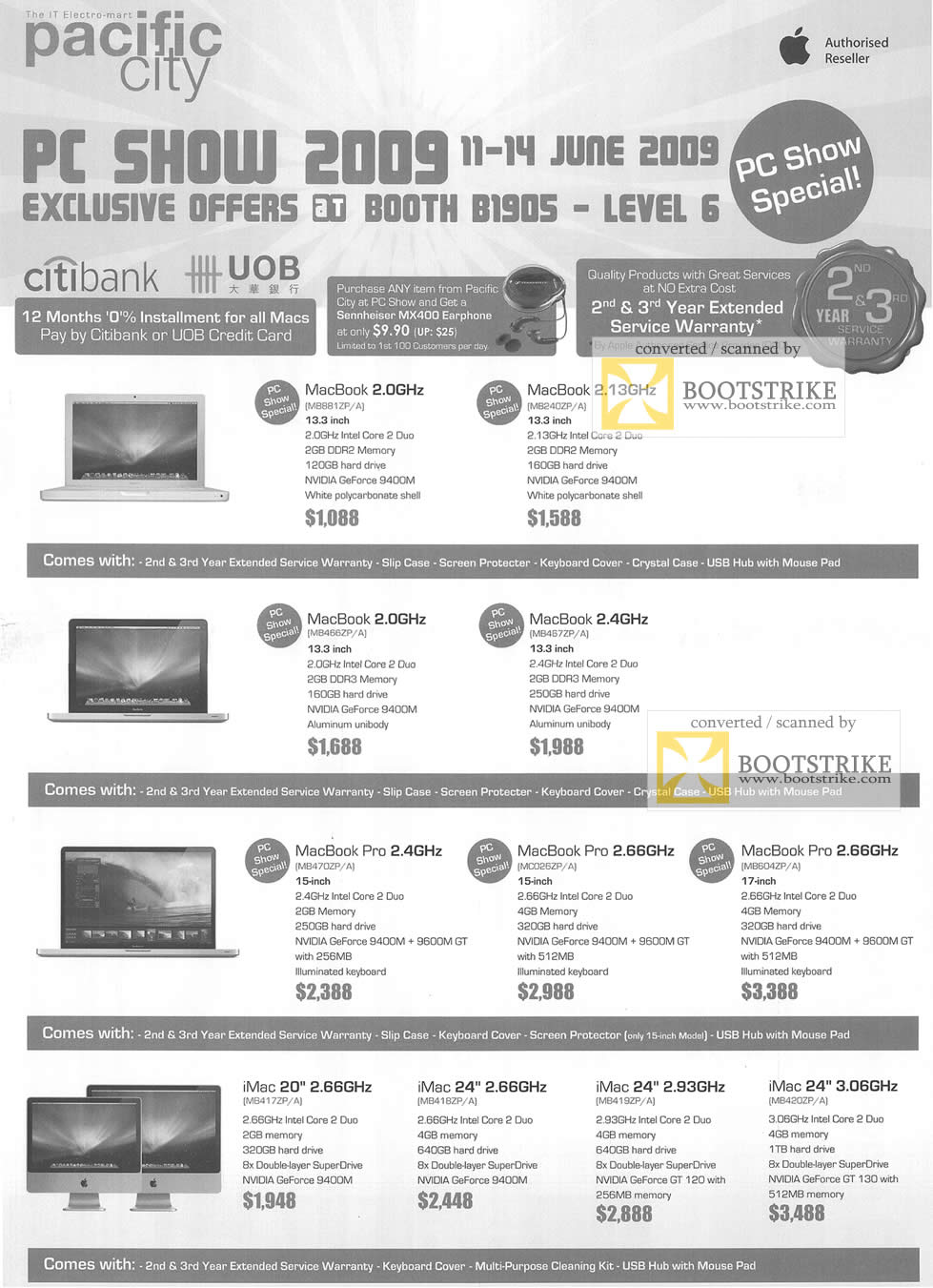 PC Show 2009 price list image brochure of Apple Pacific City Macbook Pro IMac