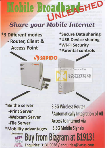 PC Show 2009 price list image brochure of Bizgram Mobile Broadband Share Sapido 1