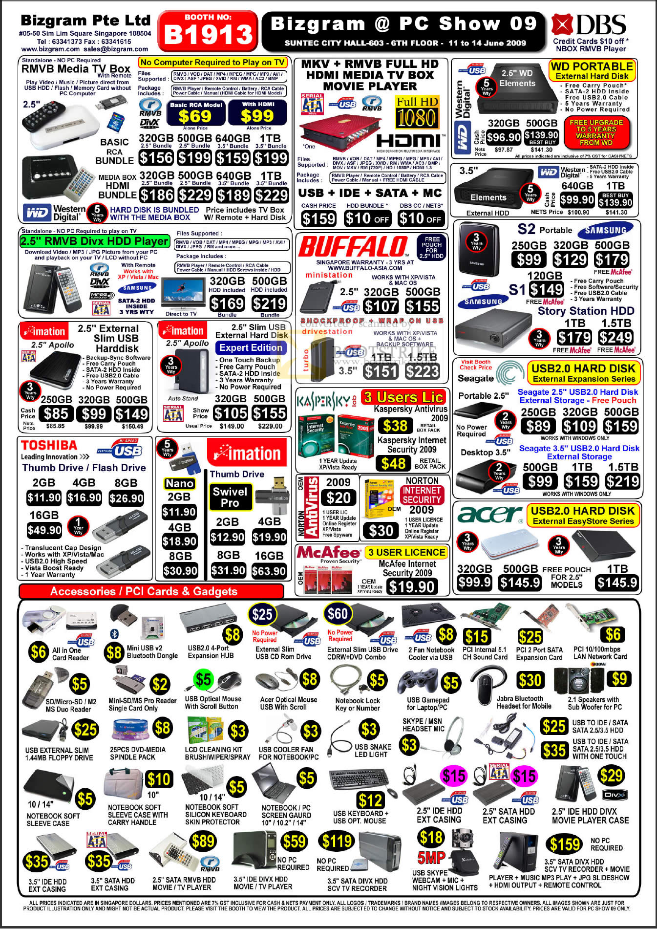 PC Show 2009 price list image brochure of Bizgram Pricelist Page 1