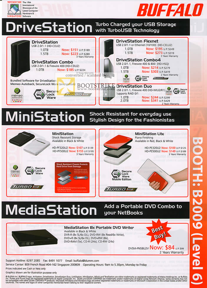 PC Show 2009 price list image brochure of Buffalo DriveStation MiniStation MediaStation