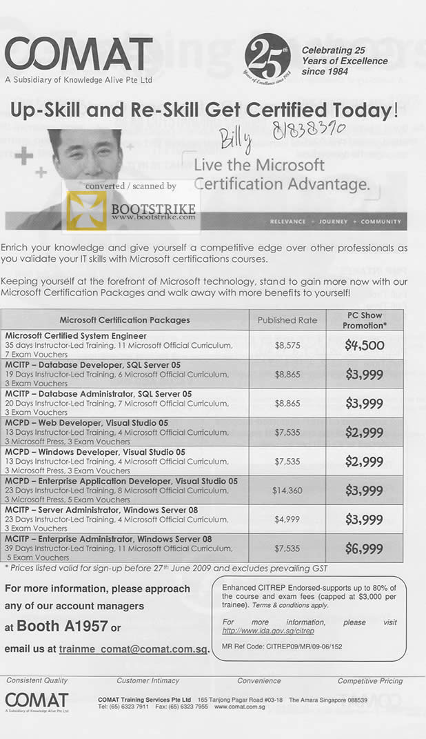 PC Show 2009 price list image brochure of Comat IT Certification 1