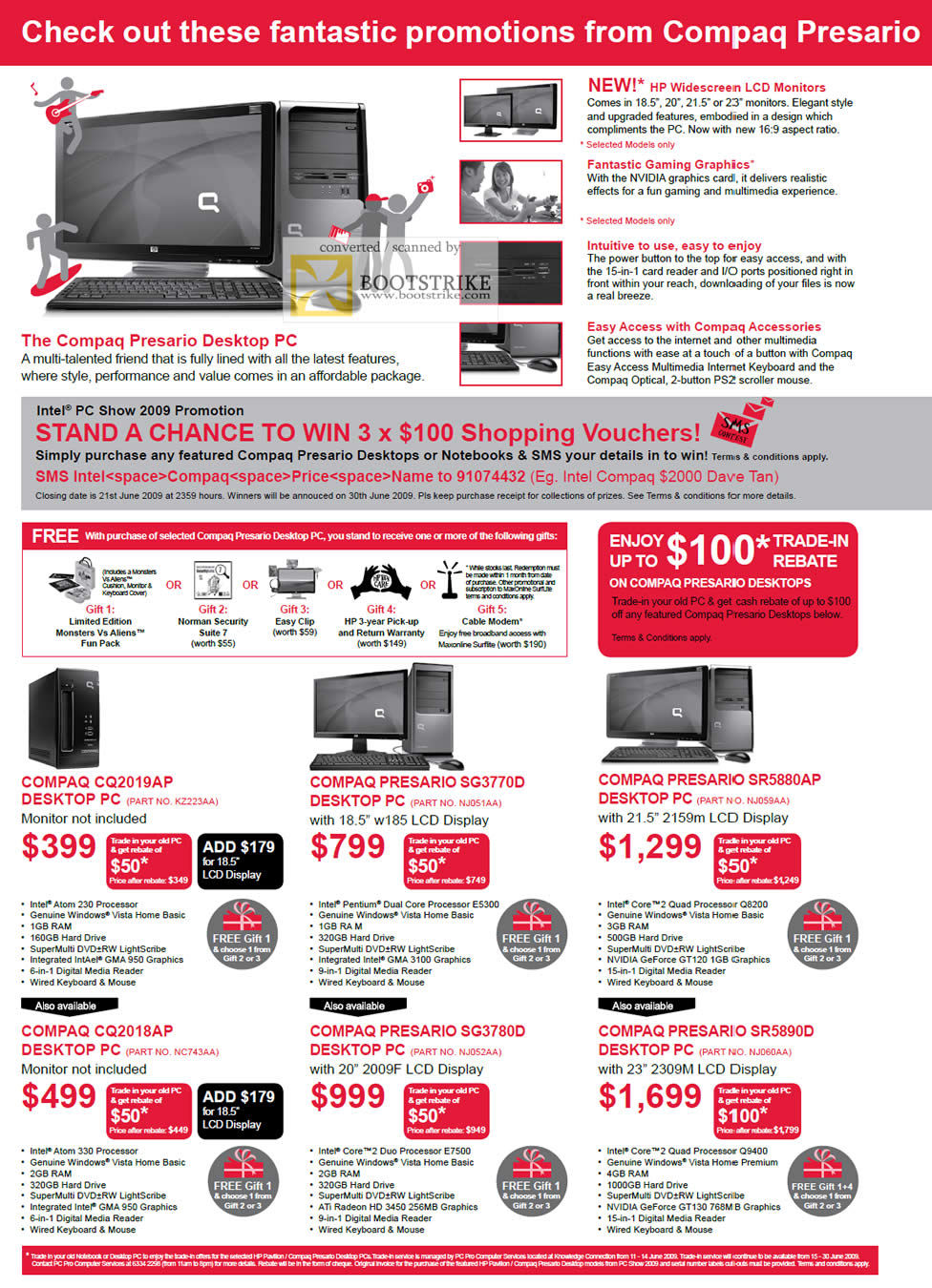 PC Show 2009 price list image brochure of Compaq Presario Desktop CQ2019AP SG3770D SR5880AP CQ2018AP SG3780D SR5890D