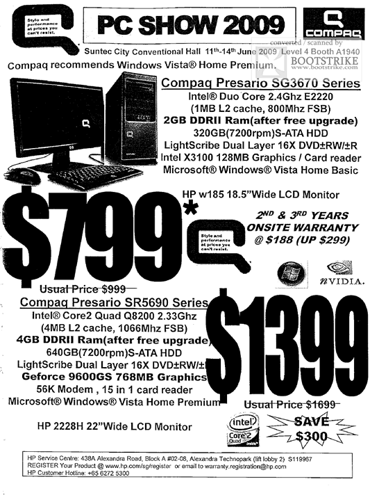 PC Show 2009 price list image brochure of Compaq Presario SG3670 SR5690 Series