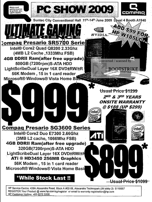 PC Show 2009 price list image brochure of Compaq Presario SR5700 SG3600 Series
