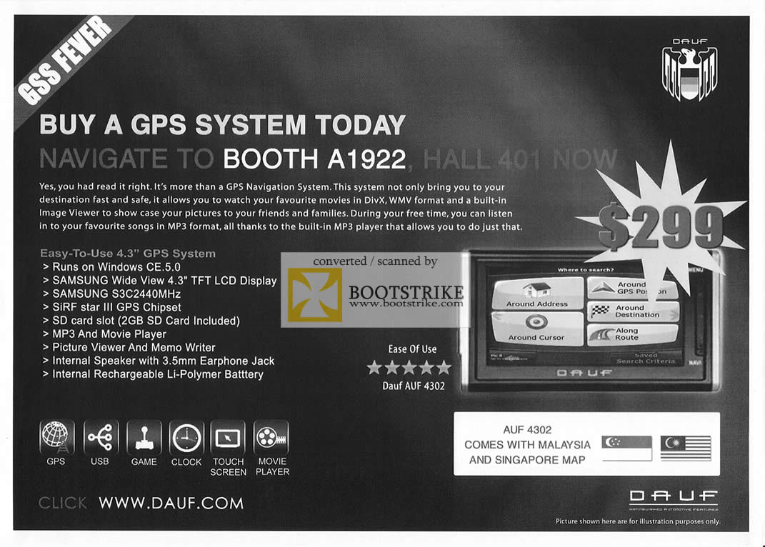 PC Show 2009 price list image brochure of Dauf GPS System