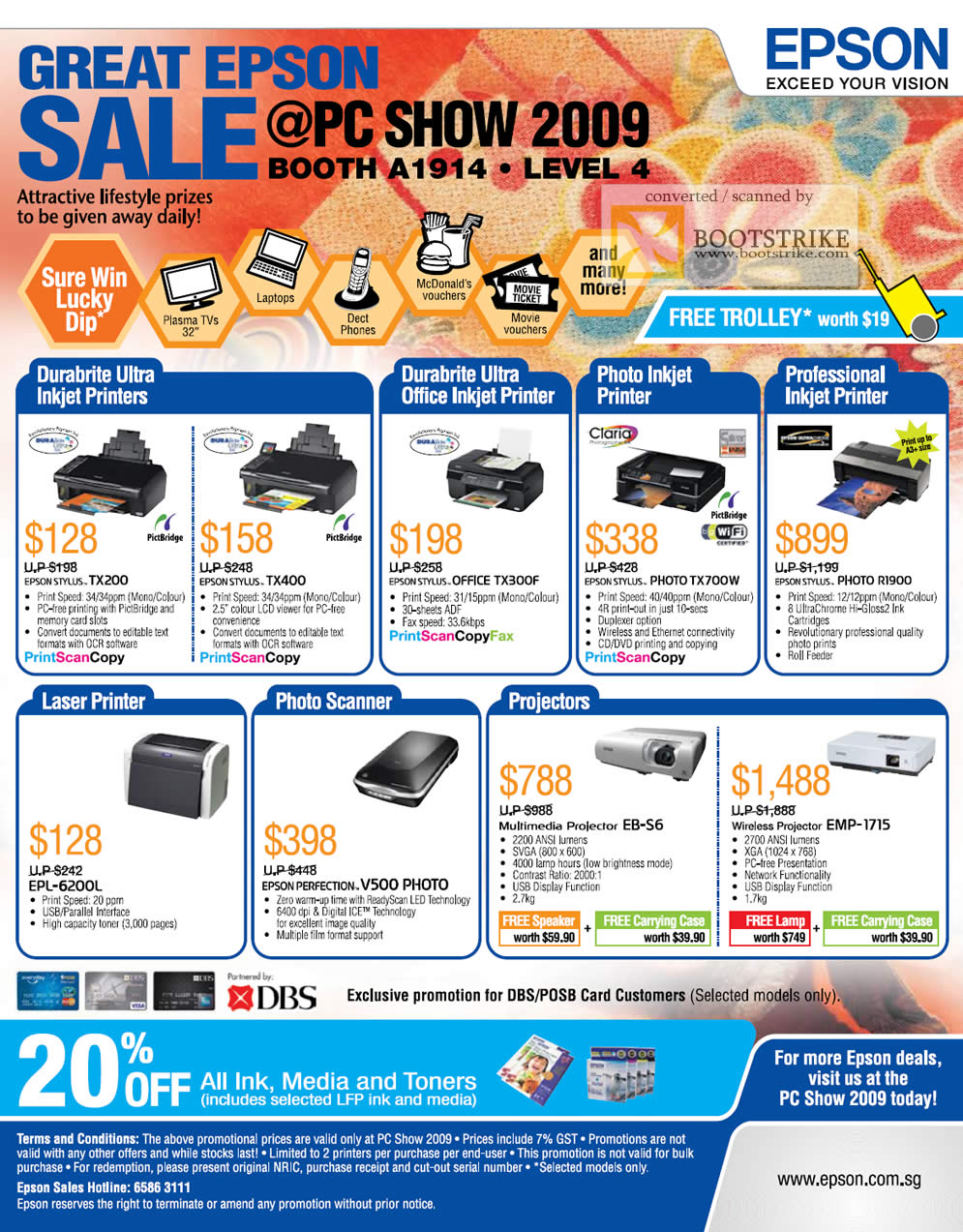 PC Show 2009 price list image brochure of Epson Durabrite Ultra Inkjet Printer Photo Professional Scanner Projectors Laser