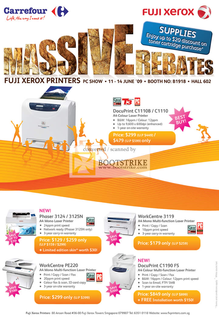 PC Show 2009 price list image brochure of Fuji Xerox DocuPrint C1110B Colour Laser Printers WorkCenter 3119