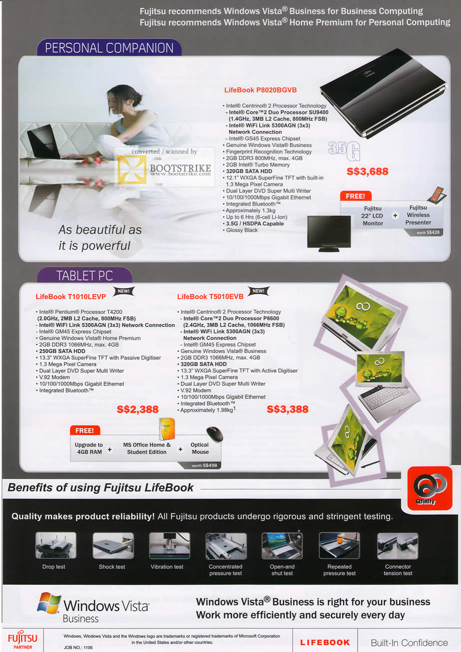 PC Show 2009 price list image brochure of Fujitsu Personal Companion Lifebook Tablet PC