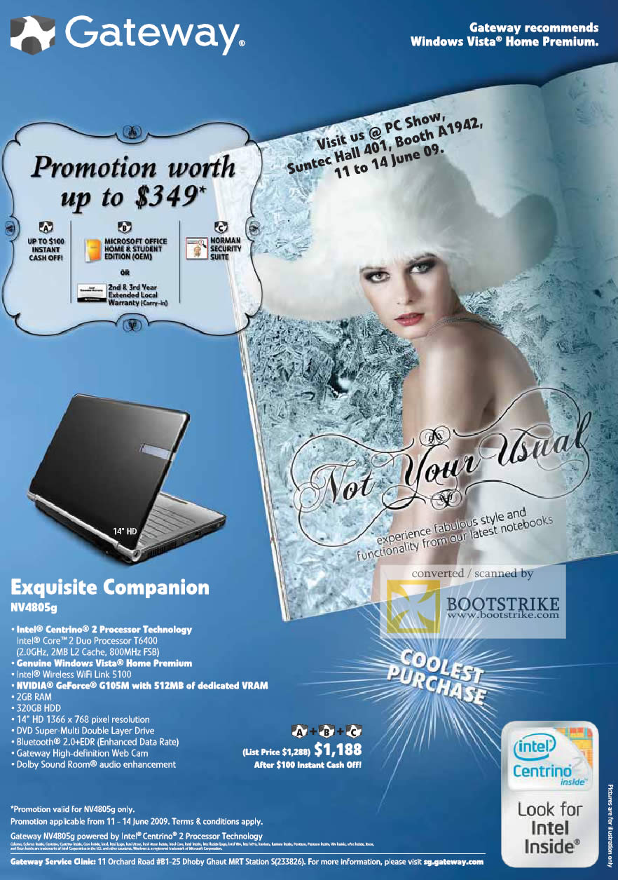 PC Show 2009 price list image brochure of Gateway NV4805g Gaming Notebook