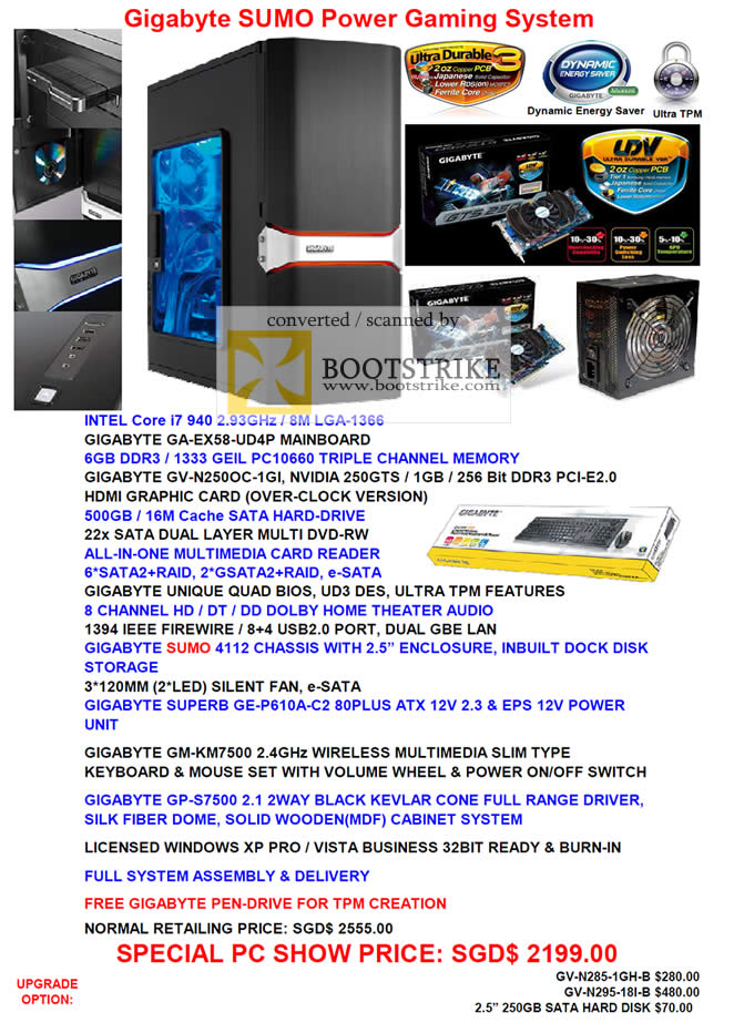PC Show 2009 price list image brochure of Gigabyte Sumo Power Gaming System