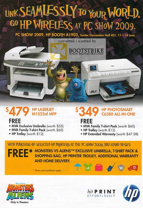 PC Show 2009 price list image brochure of HP Laserjet M1522nf Photosmart C6380 Printers
