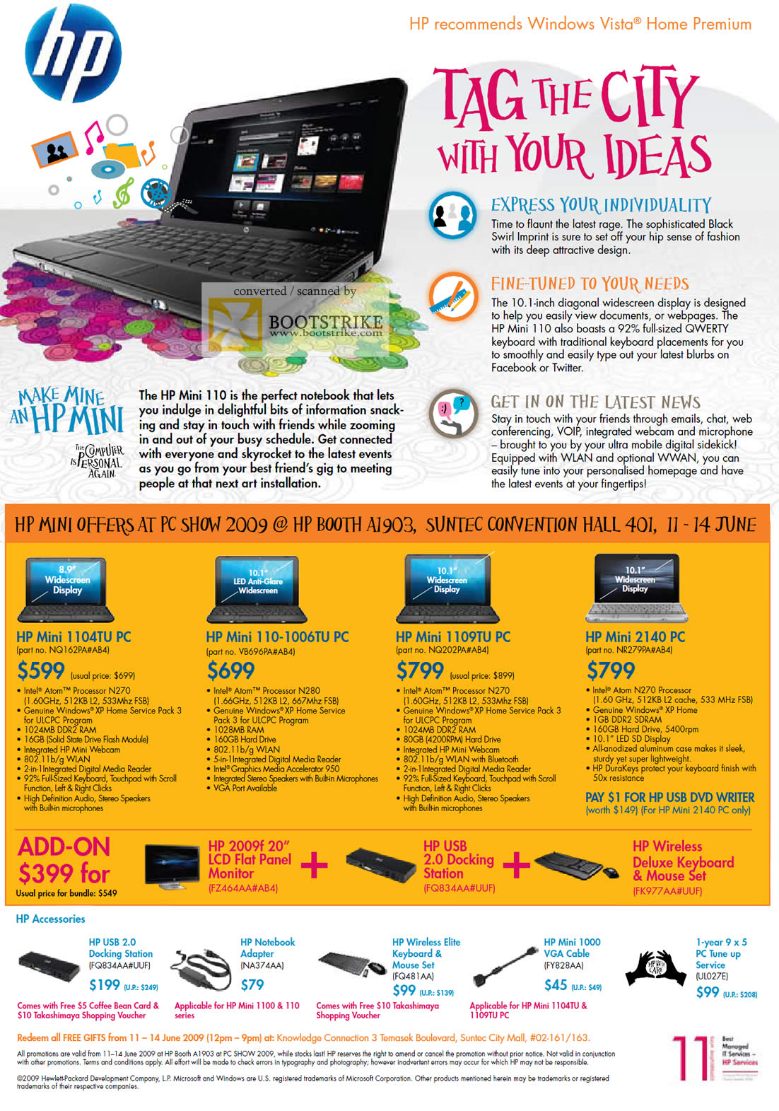 PC Show 2009 price list image brochure of HP Mini Notebook 1104TU 1006TU 1109TU 2140 PC