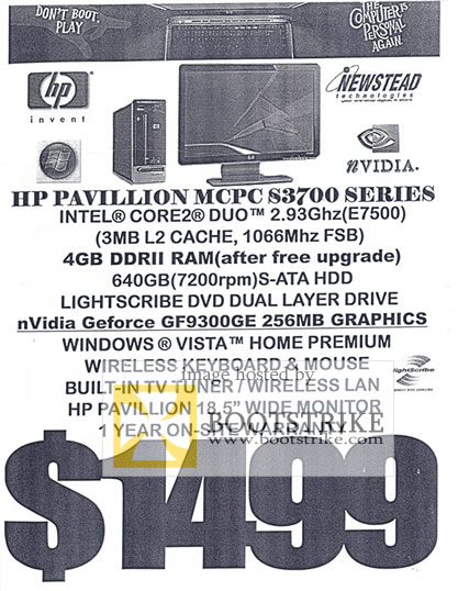PC Show 2009 price list image brochure of HP Pavilion MCPC S3700 Series Newstead