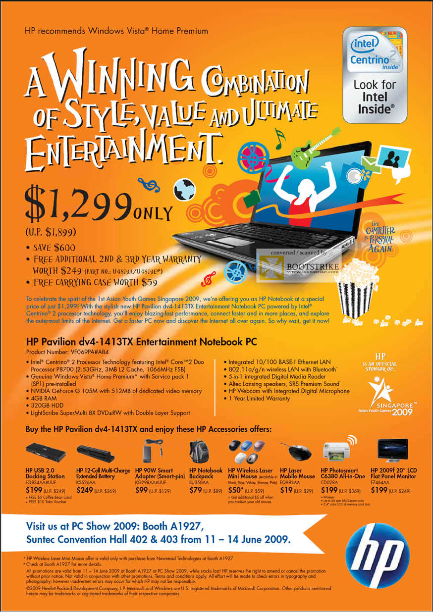 PC Show 2009 price list image brochure of HP Pavilion DV4-1413TX Entertainment Notebook PC