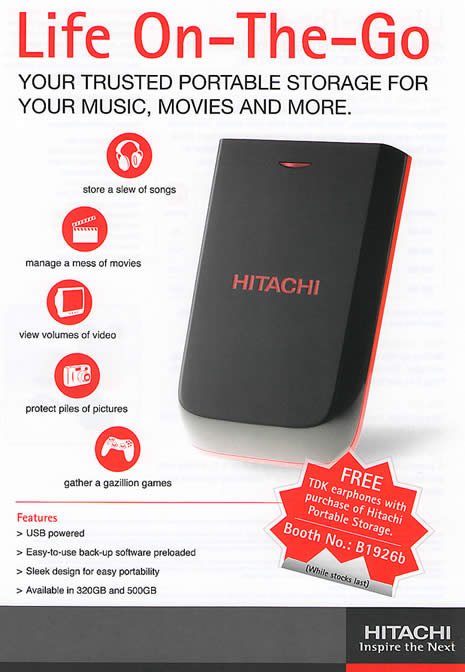 PC Show 2009 price list image brochure of Hitachi Life On-The-Go External Portable Hard Disk