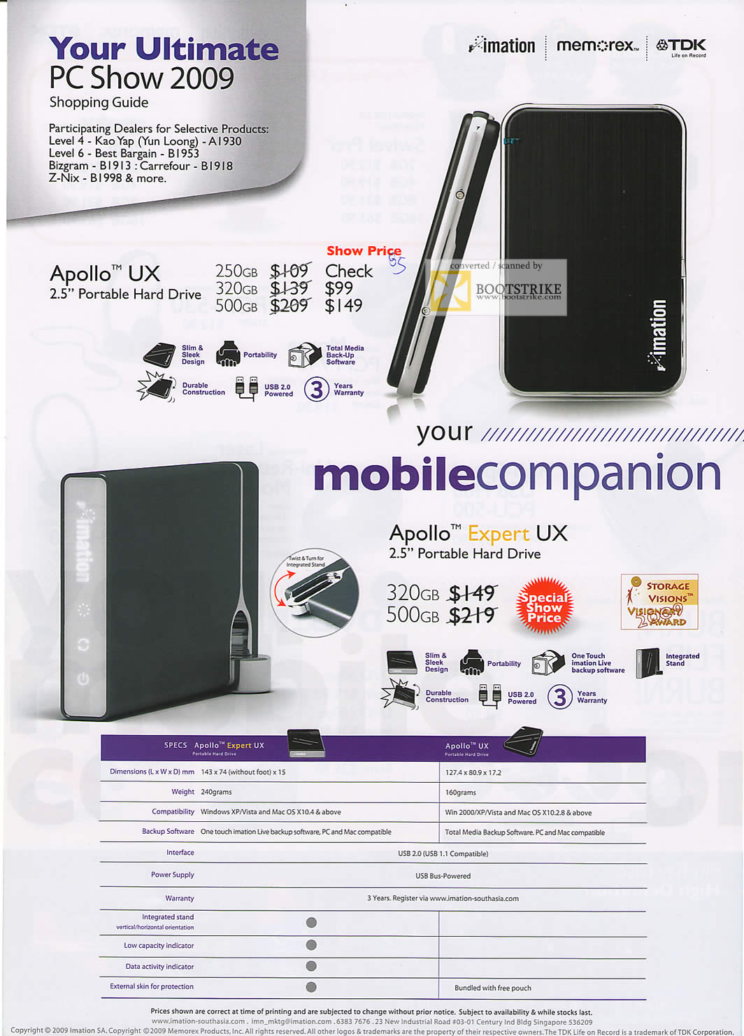 PC Show 2009 price list image brochure of Imation Apollu UX Expert External HDD Portable Hard Drive