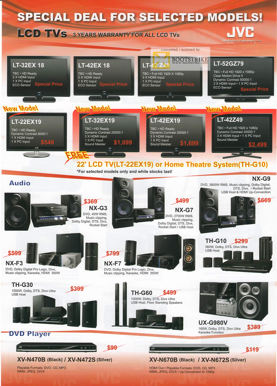 PC Show 2009 price list image brochure of JVC LCD TV Audio DVD Player Home Theatre
