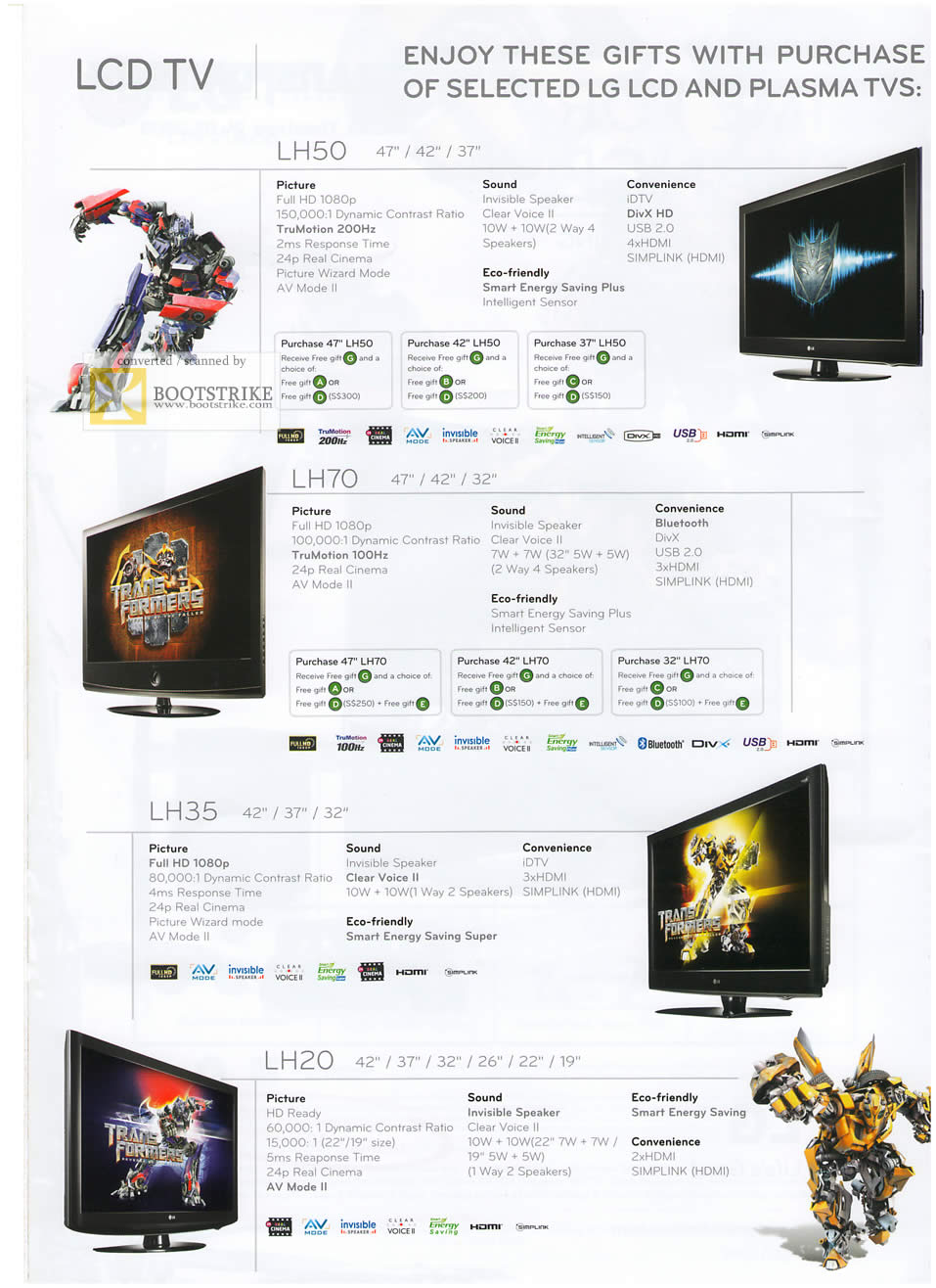 PC Show 2009 price list image brochure of LG LCD Plasma TV LH50 LH70 LH35 LH20