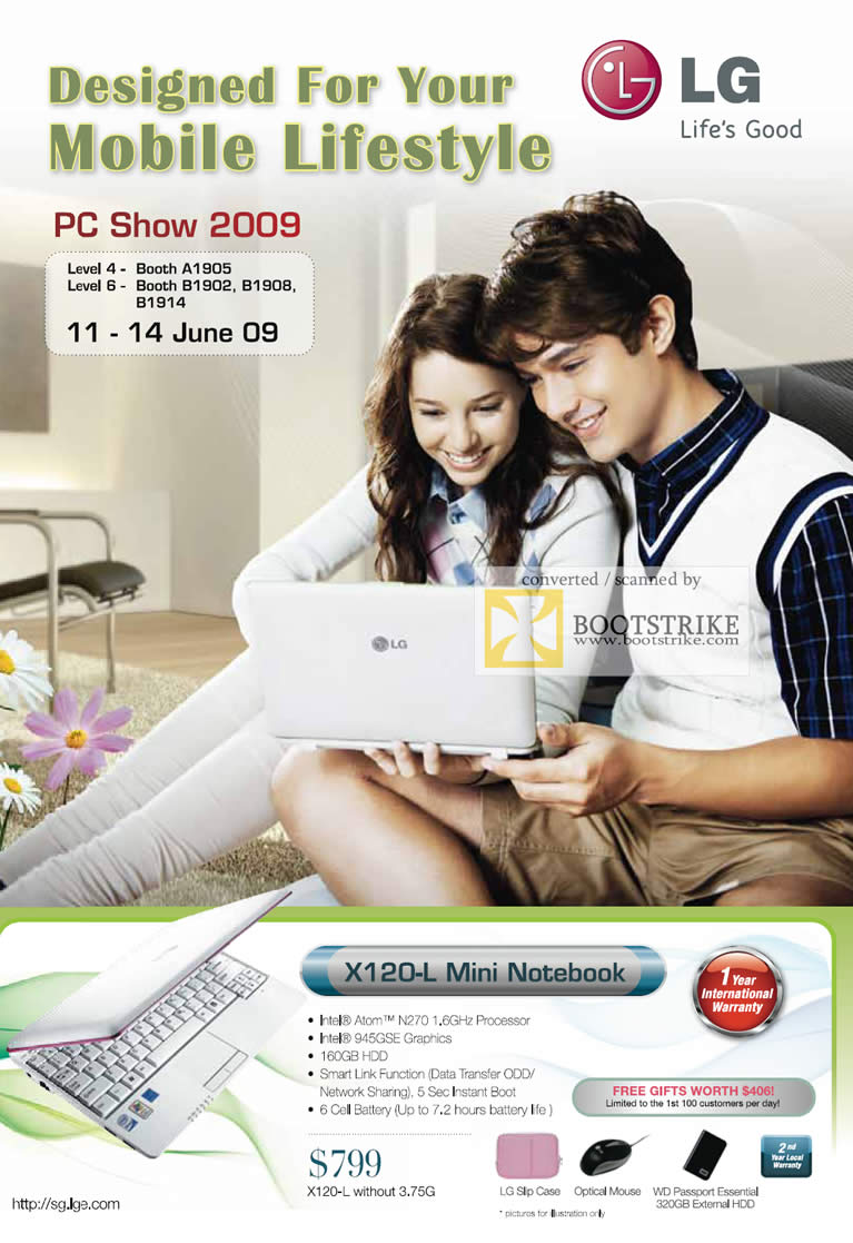 PC Show 2009 price list image brochure of LG X120-L Mini Notebook