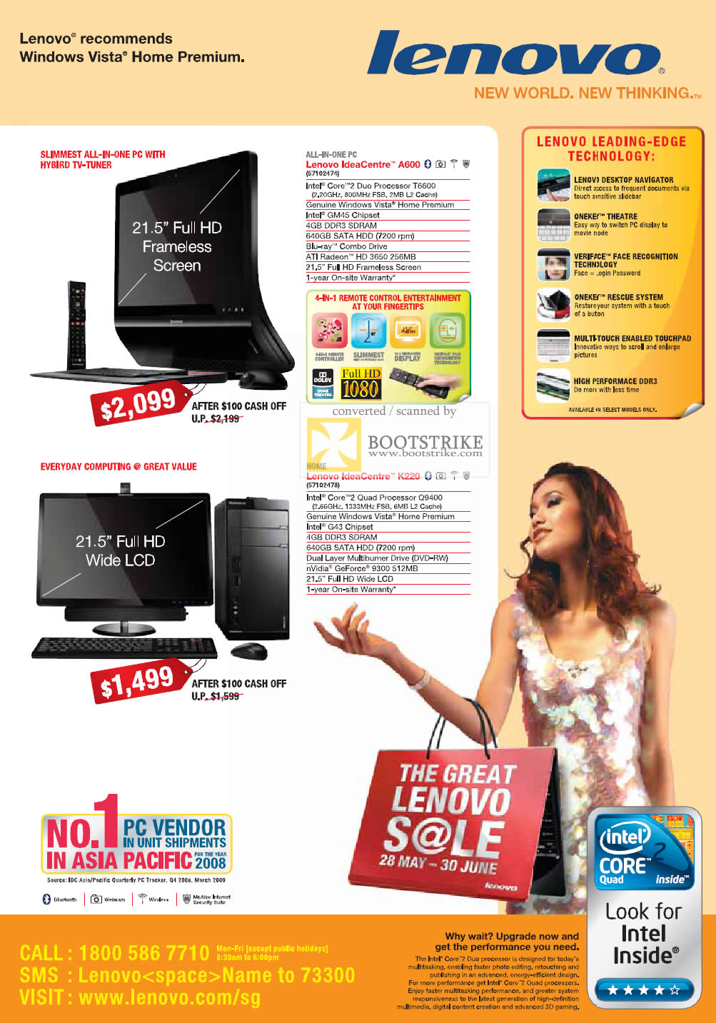 PC Show 2009 price list image brochure of Lenovo IdeaCentre A600 K220 Desktop