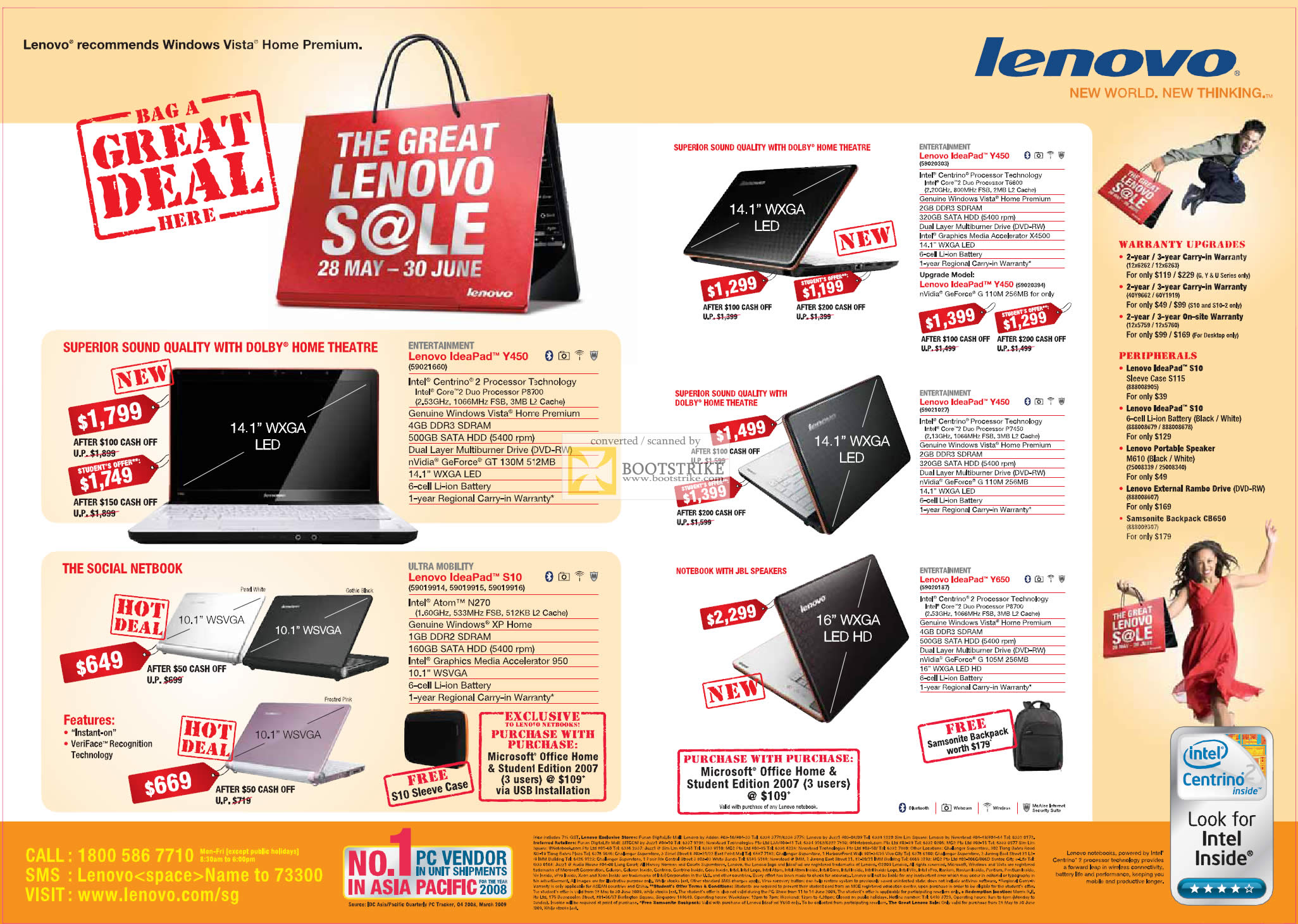 PC Show 2009 price list image brochure of Lenovo IdeaPad Y450 S10 Y650 Y450 Notebooks