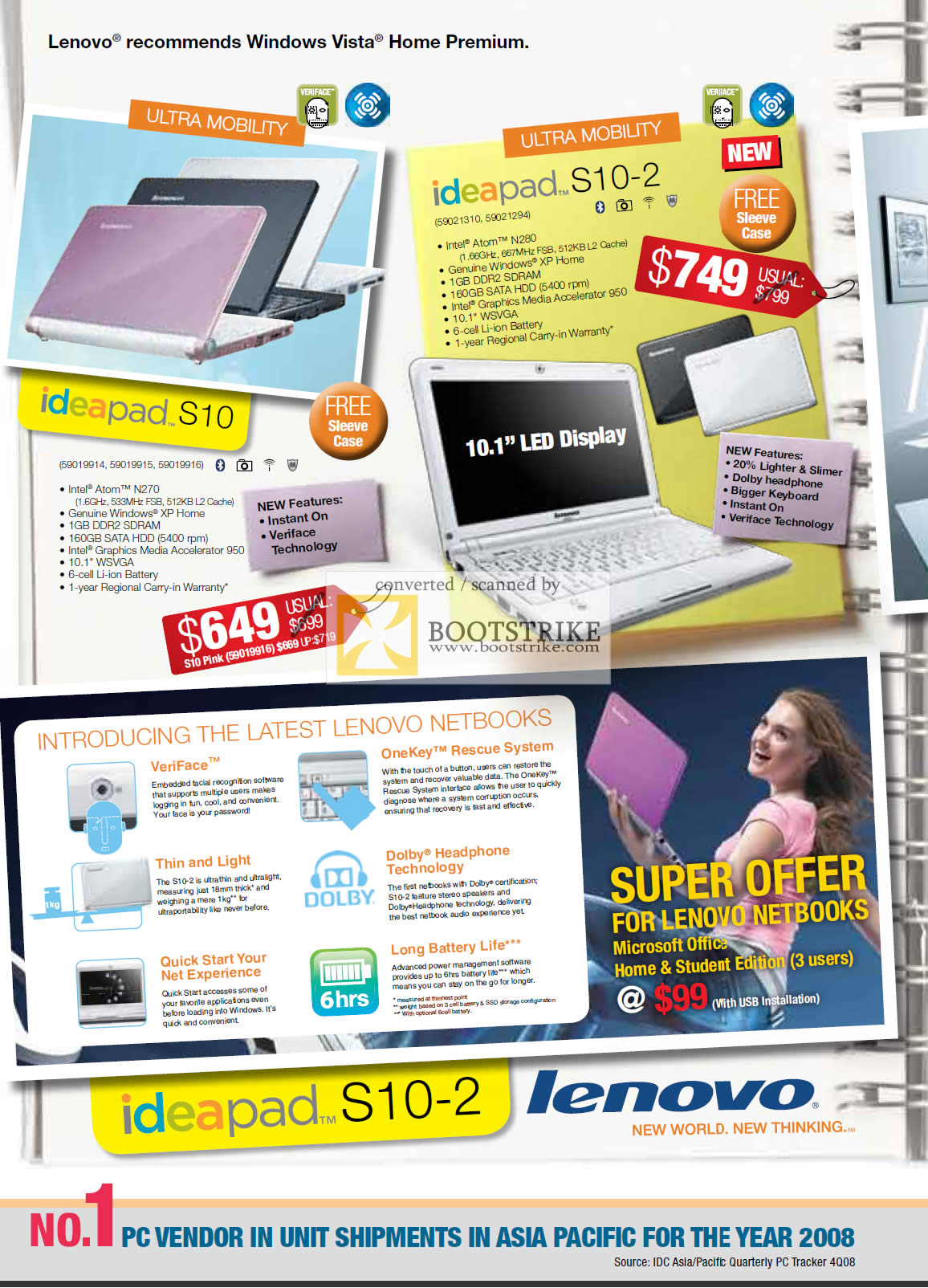 PC Show 2009 price list image brochure of Lenovo Ideapad S10 Netbooks