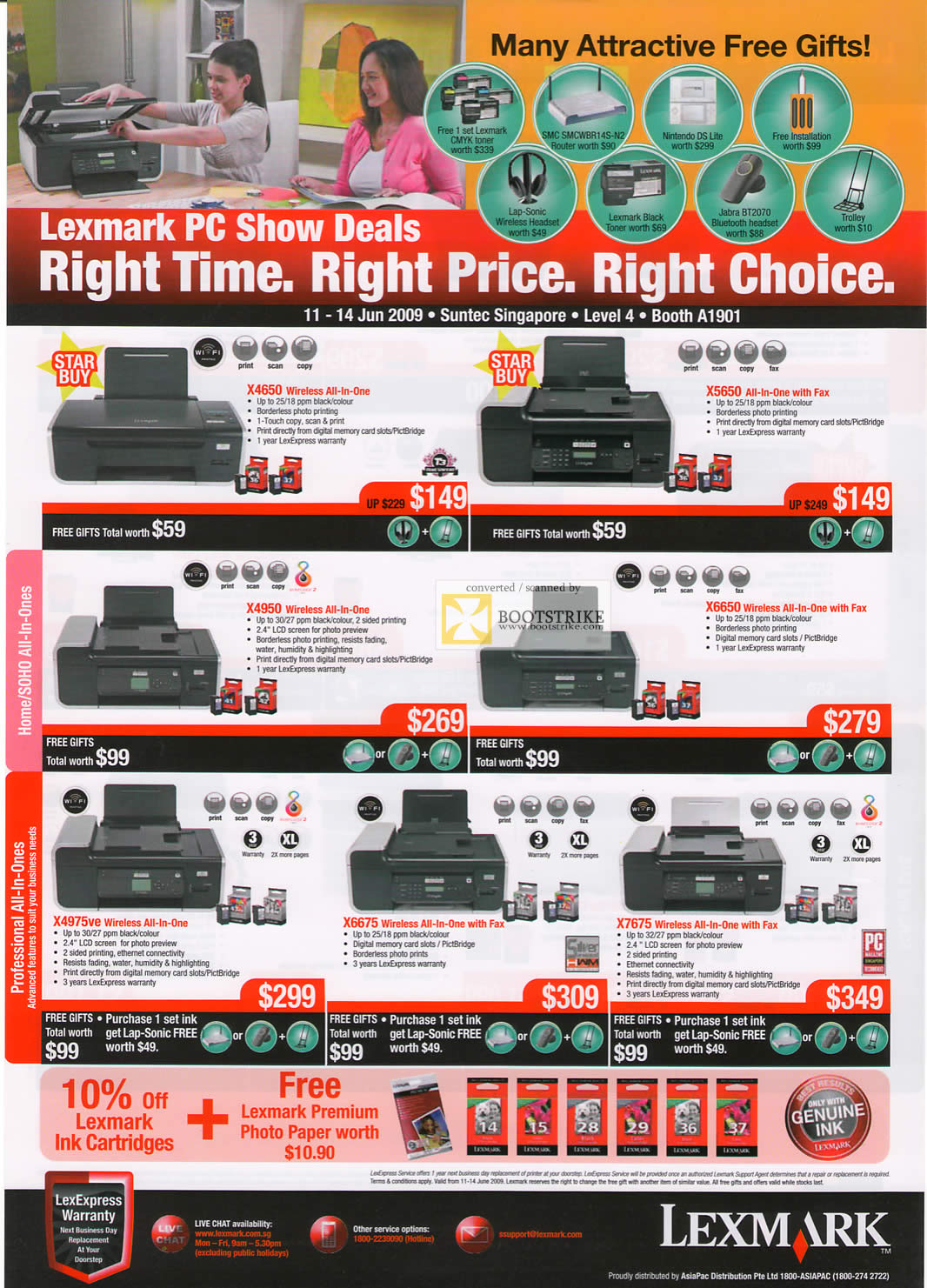 PC Show 2009 price list image brochure of Lexmark Printers X4650 X5650 All-In-One Professional Home