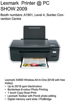 PC Show 2009 price list image brochure of Lexmark X4650 Printer Promotion