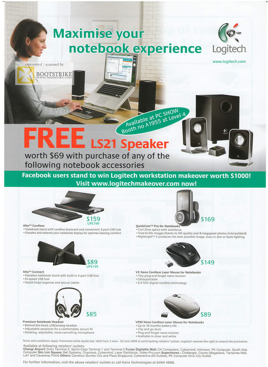 PC Show 2009 price list image brochure of Logitech Maximise Your Notebook Experience