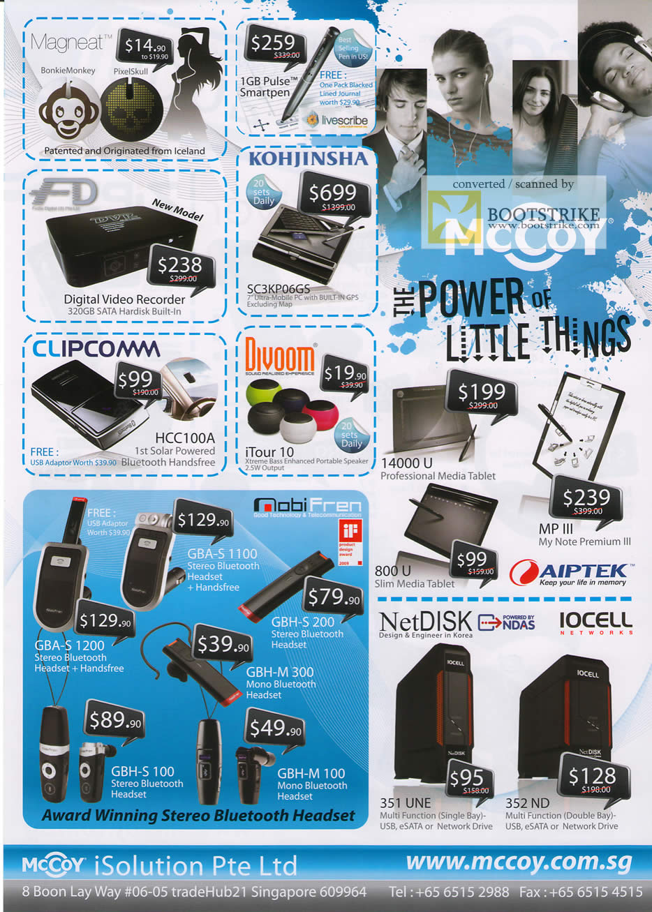 PC Show 2009 price list image brochure of Mccoy Magneat Pulse Pen Digital Video Recorder Speaker Bluetooth