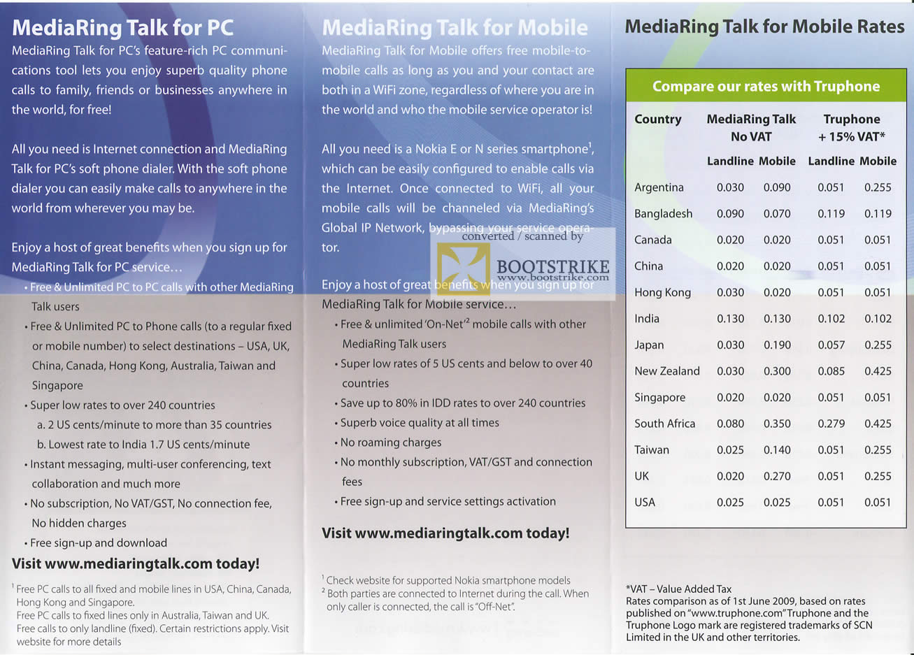 PC Show 2009 price list image brochure of MediaRing Talk Features 2