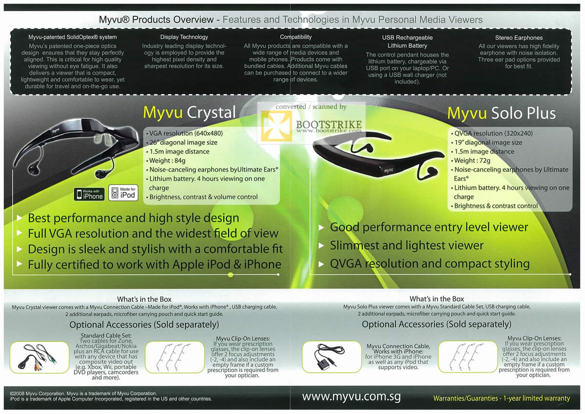PC Show 2009 price list image brochure of Myvu Crystal Solo Plus Personal Media Viewer PMV